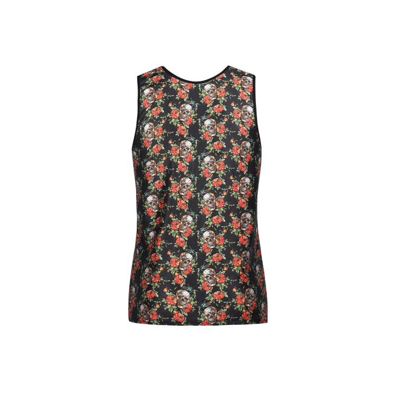 Top ajusté Power S imprimé roses et têtes de mort — ANAIS MEN