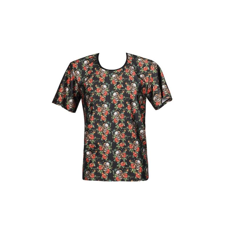 T-shirt Power S imprimé roses et skulls — ANAIS MEN ACCESORIES