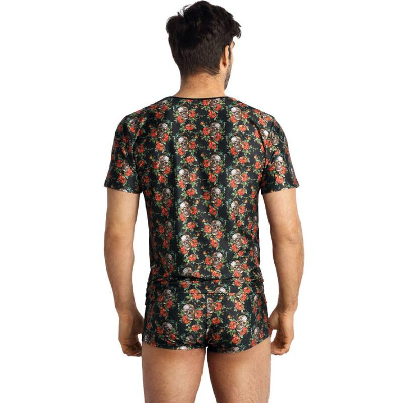 T-shirt imprimé pouvoir roses et têtes de mort — ANAIS MEN ACCESORIES