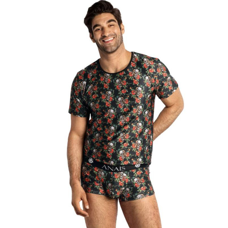T-shirt Power XL imprimé roses et têtes de mort — ANAIS MEN ACCESORIES
