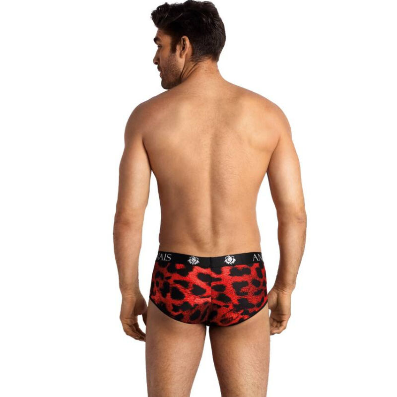 Slip sauvage en microfibre rouge imprimé animal — ANAIS MEN BOXER & BRIEF