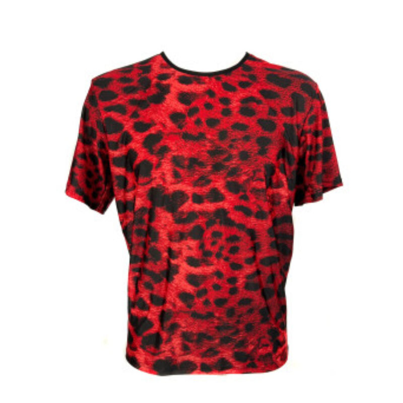 T-shirt savage en microfibre rouge imprimé animal — ANAIS MEN ACCESORIES