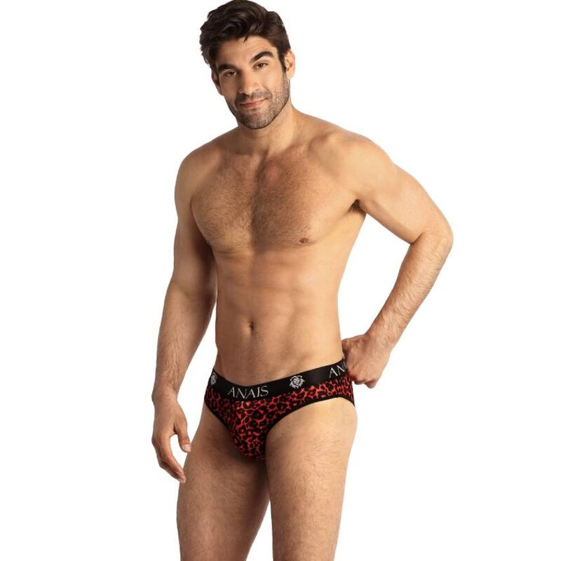 Slip tribal en microfibre rouge imprimé animal — ANAIS MEN SLIP & THONG
