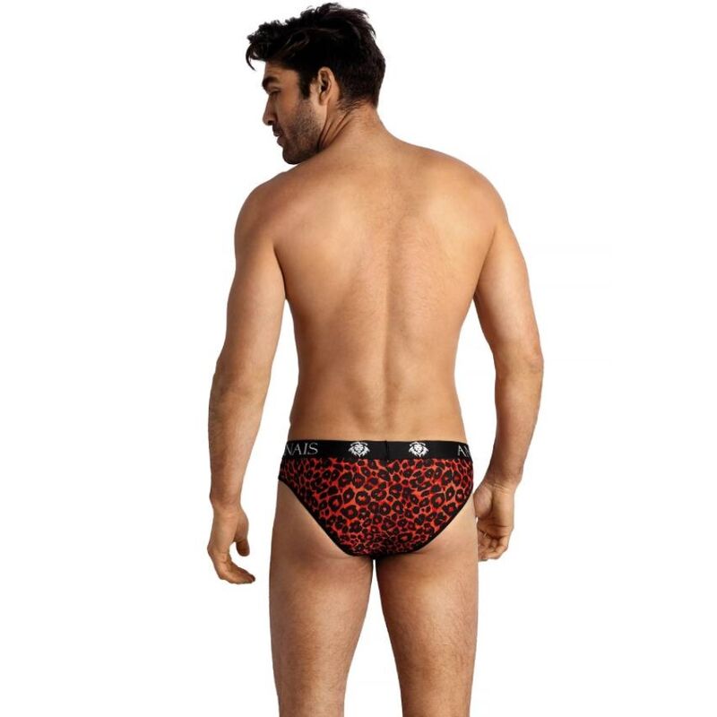 Slip tribal en microfibre rouge imprimé animal — ANAIS MEN SLIP & THONG