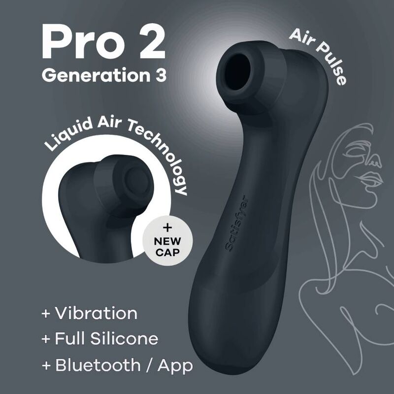 Stimulateur clitoridien à pression d'air Pro 2 Generation 3 Bluetooth Noir — SATISFYER AIR PULSE