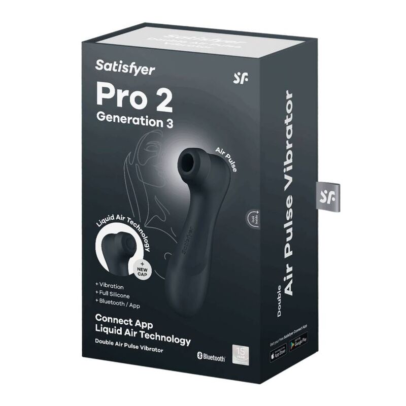 Stimulateur clitoridien à pression d'air Pro 2 Generation 3 Bluetooth Noir — SATISFYER AIR PULSE