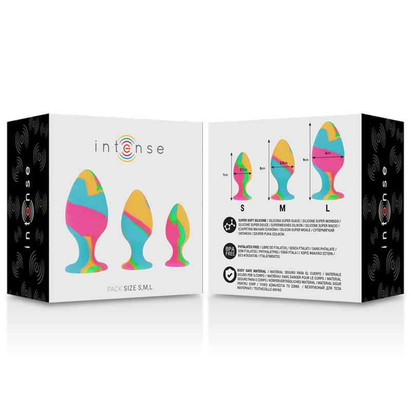 Ensemble de plugs anaux en silicone tie-dye — INTENSE ANAL TOYS