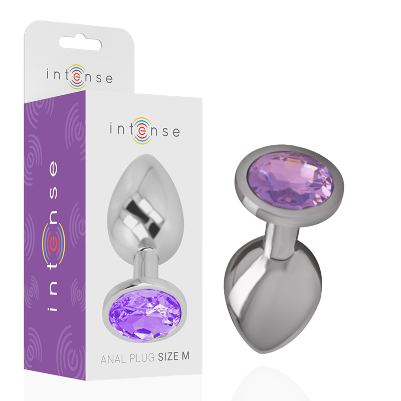 Plug anal métal avec cristal violet taille M — Intense Anal Toys