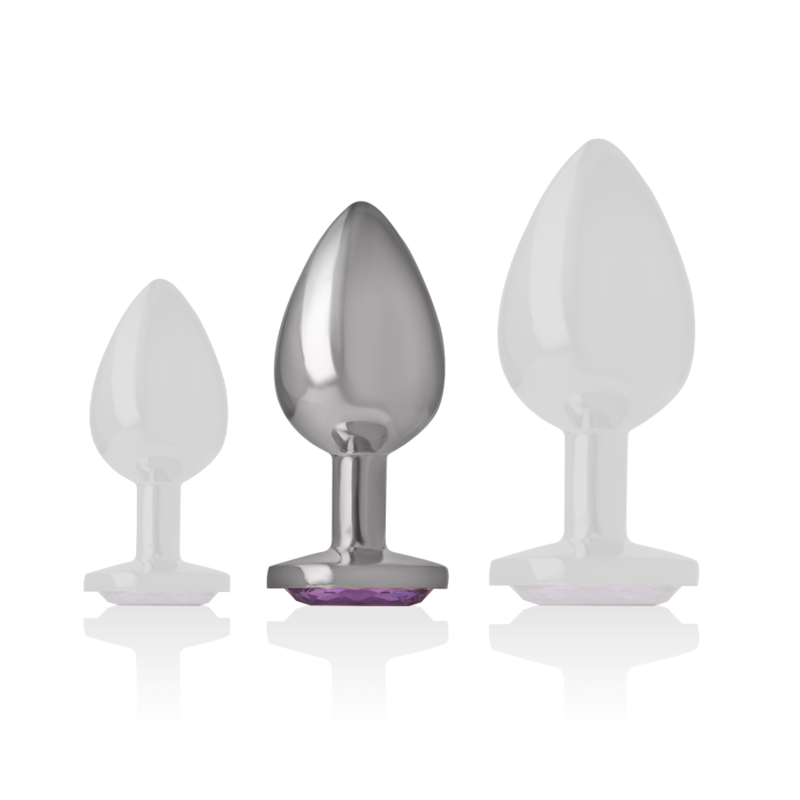 Plug anal métal avec cristal violet taille M — Intense Anal Toys