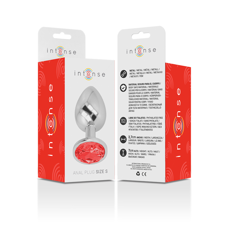 Plug anal en métal et cristal rouge taille S — INTENSE ANAL TOYS