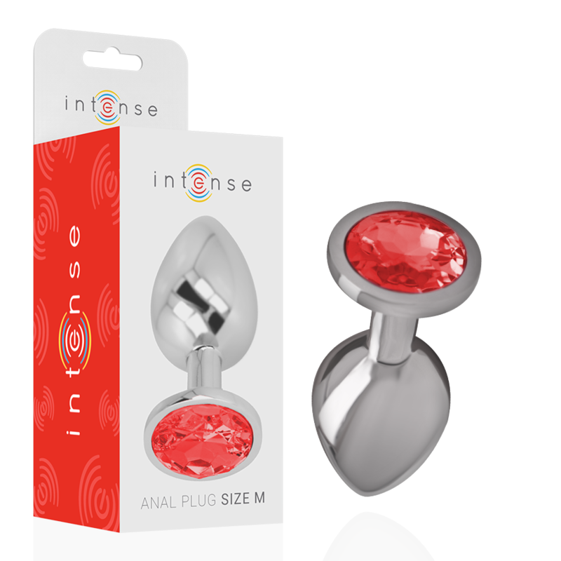 Plug anal en métal orné d'un cristal rouge taille M — INTENSE ANAL TOYS