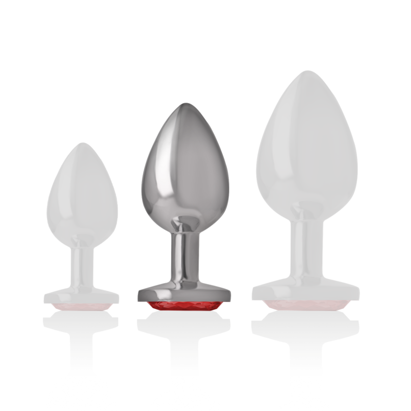 Plug anal en métal orné d'un cristal rouge taille M — INTENSE ANAL TOYS