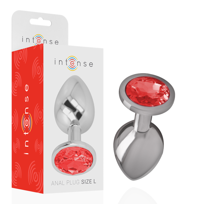 Plug anal en métal aluminium avec cristal rouge, taille L — INTENSE ANAL TOYS