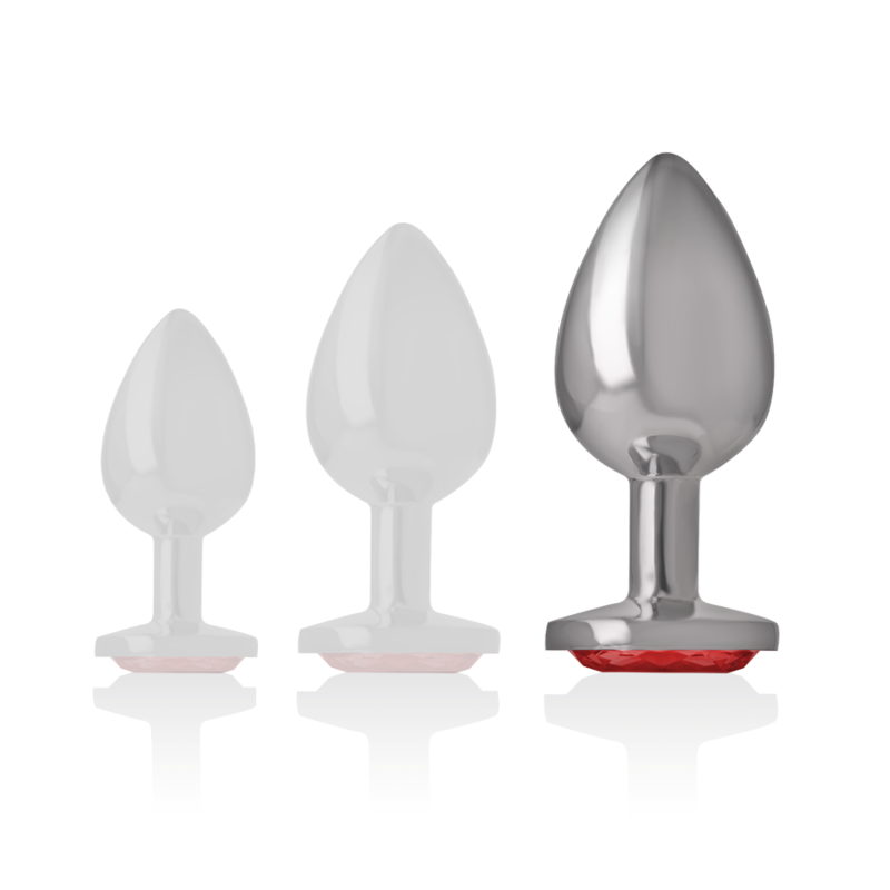 Plug anal en métal aluminium avec cristal rouge, taille L — INTENSE ANAL TOYS