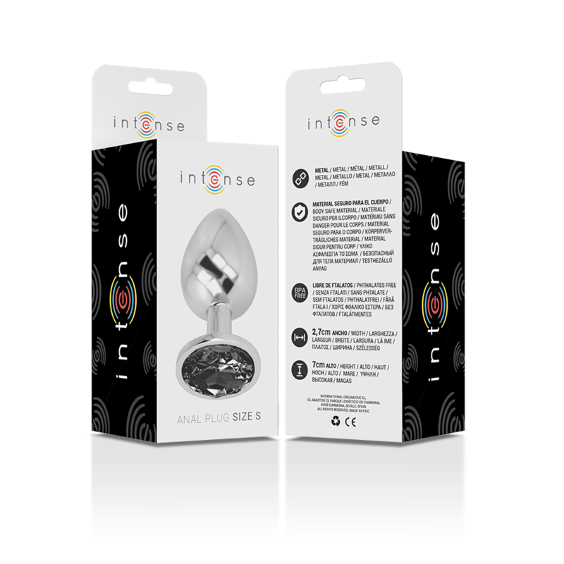 Plug anal en aluminium avec cristal noir — INTENSE ANAL TOYS