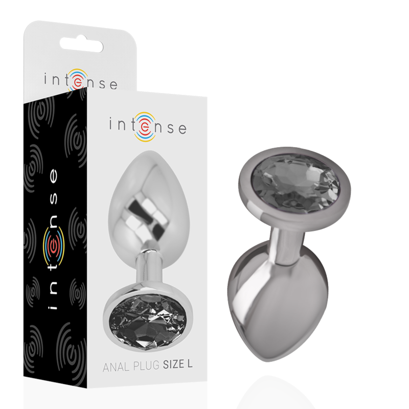 Plug anal métal aluminium avec verre noir taille L — INTENSE ANAL TOYS