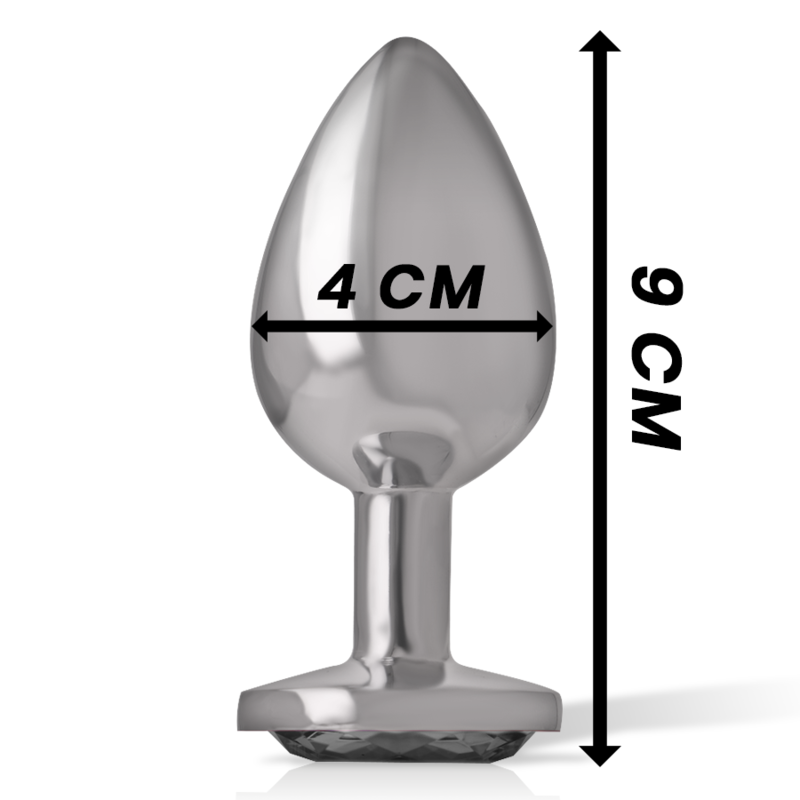 Plug anal métal aluminium avec verre noir taille L — INTENSE ANAL TOYS