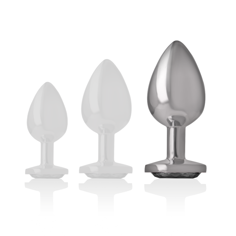 Plug anal métal aluminium avec verre noir taille L — INTENSE ANAL TOYS