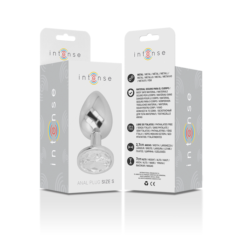 Plug anal en métal avec cristal argenté taille S — INTENSE ANAL TOYS