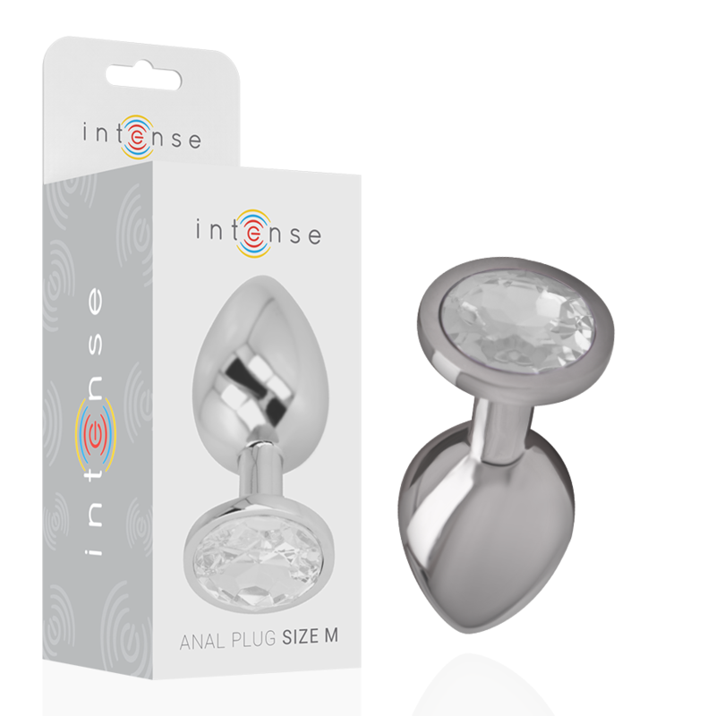 Plug anal en métal avec cristal argent taille M — INTENSE ANAL TOYS