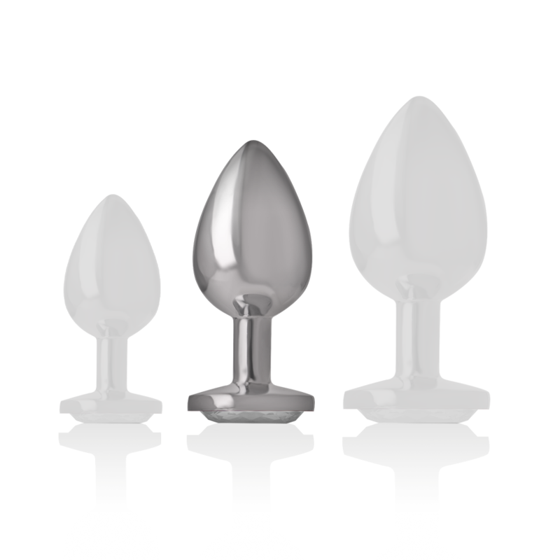 Plug anal en métal avec cristal argent taille M — INTENSE ANAL TOYS