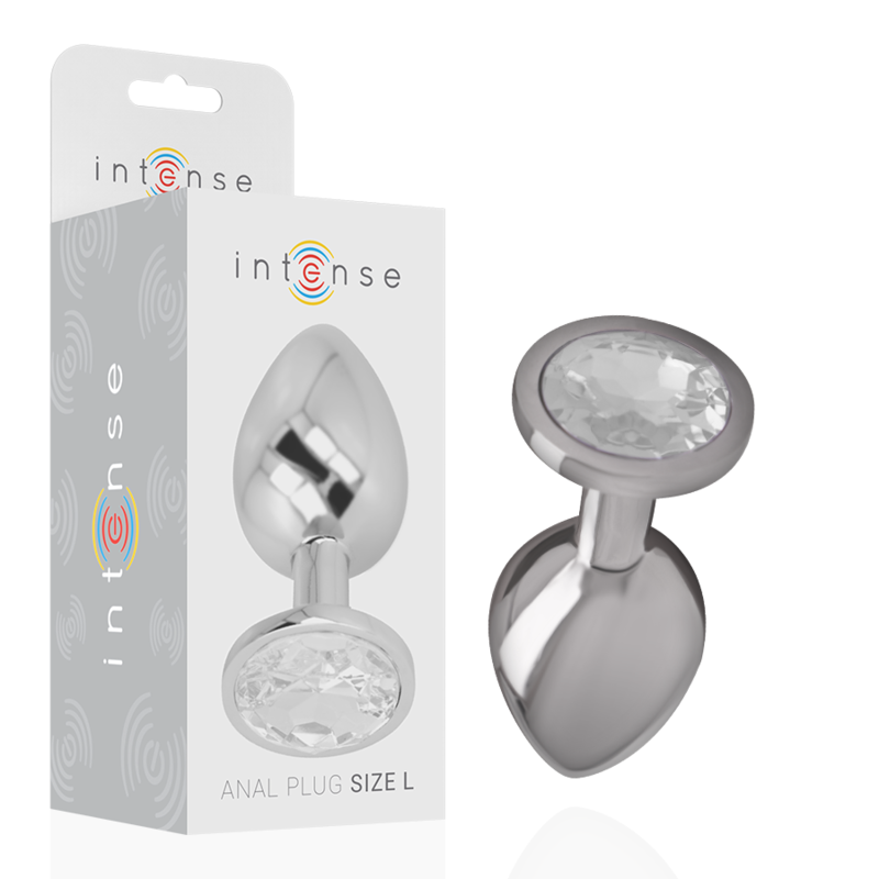 Plug anal en métal avec cristal argenté taille L — INTENSE ANAL TOYS