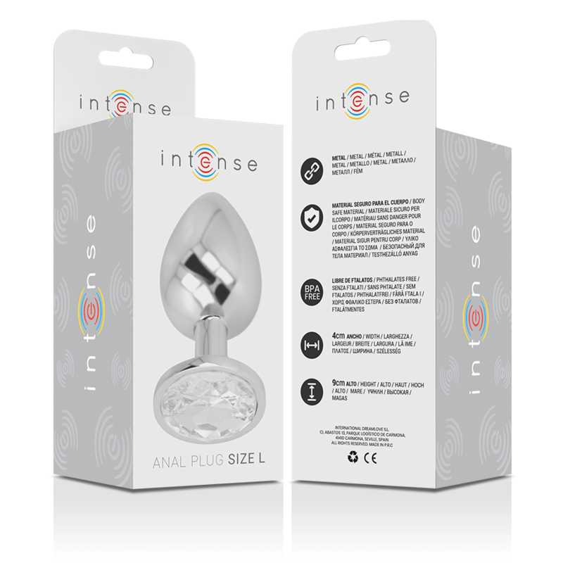 Plug anal en métal avec cristal argenté taille L — INTENSE ANAL TOYS