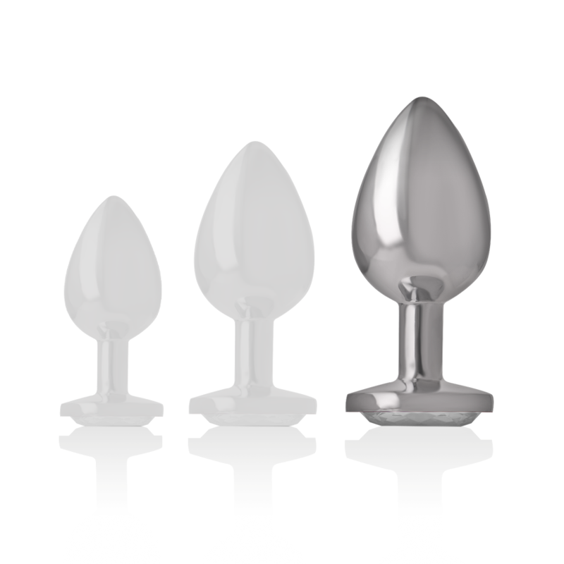 Plug anal en métal avec cristal argenté taille L — INTENSE ANAL TOYS
