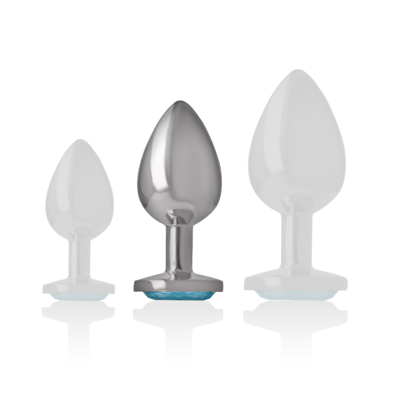 Plug anal en métal aluminium avec verre bleu — INTENSE ANAL TOYS