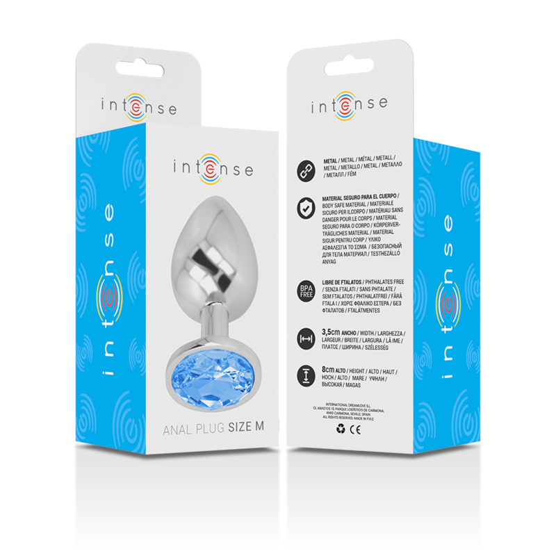 Plug anal en métal aluminium avec verre bleu — INTENSE ANAL TOYS
