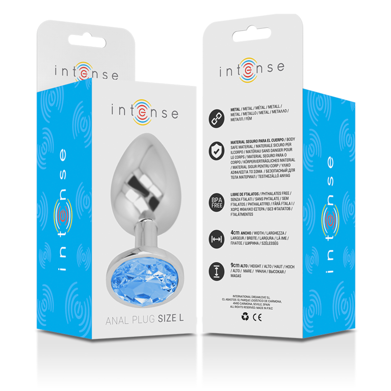 Plug anal métal avec cristal bleu — INTENSE ANAL TOYS