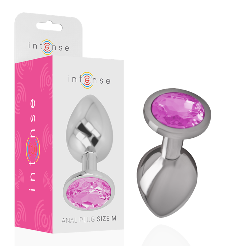 Plug anal en métal avec cristal rose taille M — INTENSE ANAL TOYS