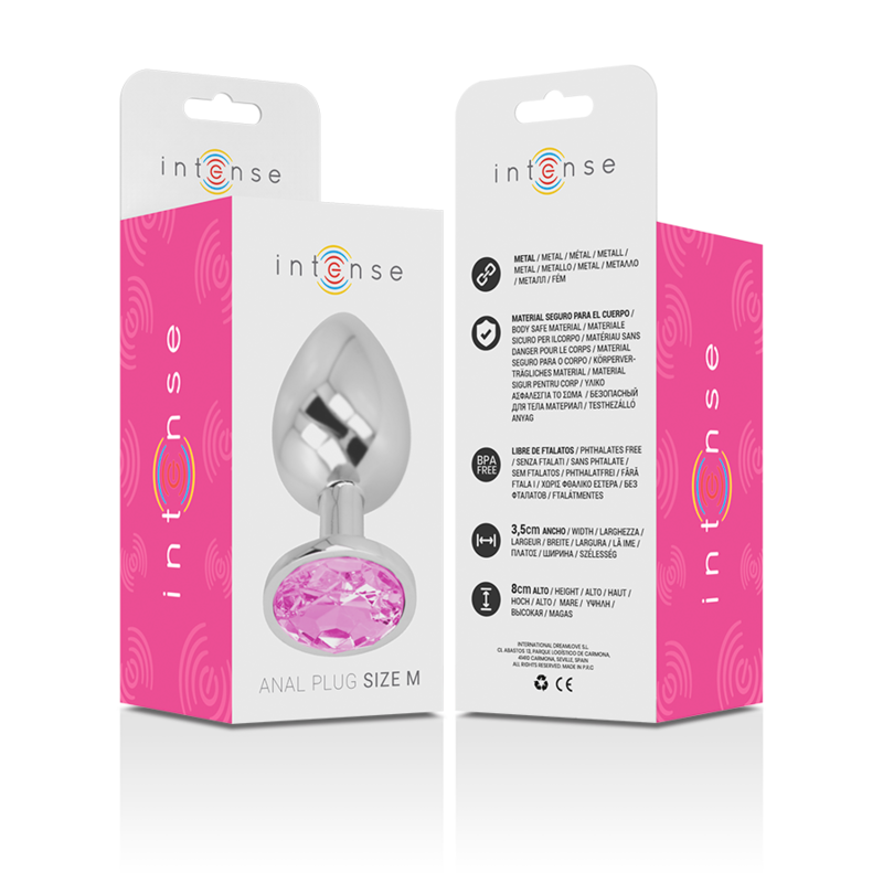 Plug anal en métal avec cristal rose taille M — INTENSE ANAL TOYS
