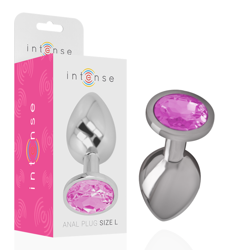 Plug anal métal avec cristal rose taille L — INTENSE ANAL TOYS