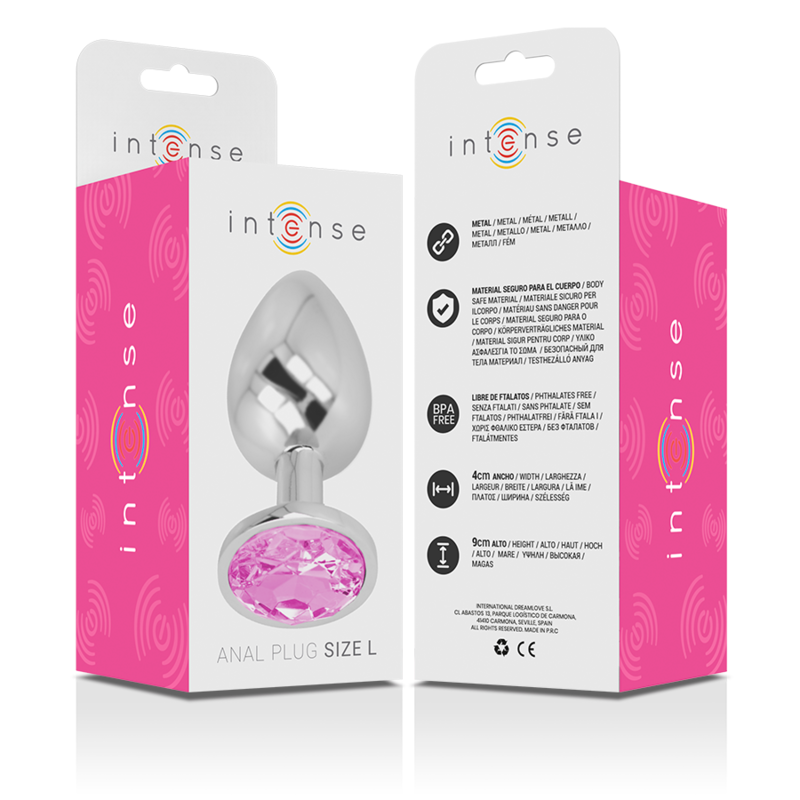 Plug anal métal avec cristal rose taille L — INTENSE ANAL TOYS
