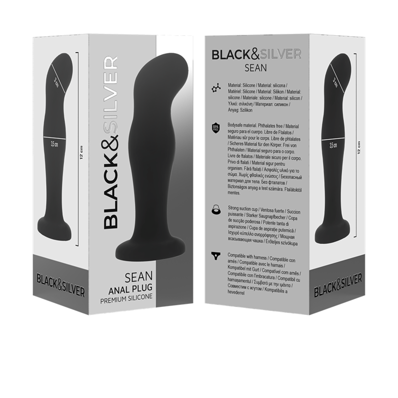 Stimulateur anal premium en silicone noir — BLACK&SILVER