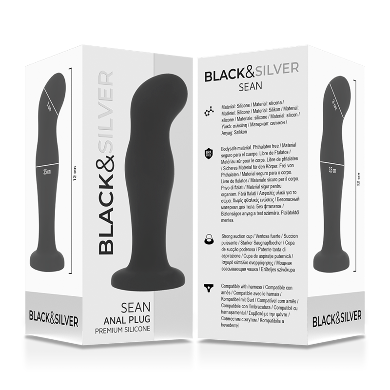 Stimulateur anal premium en silicone noir — BLACK&SILVER