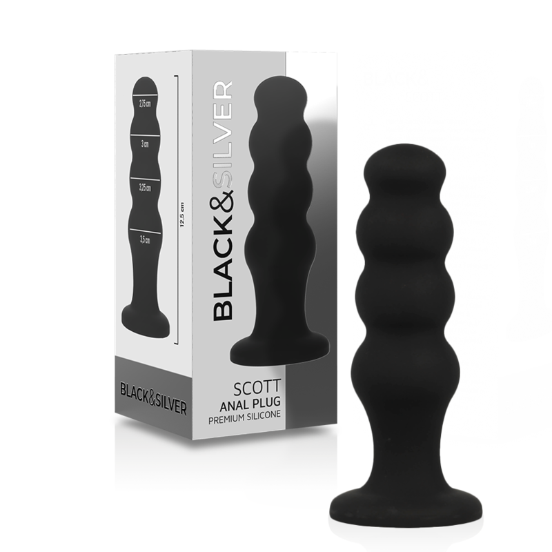 Plug anal en silicone Scott Premium — BLACK&SILVER