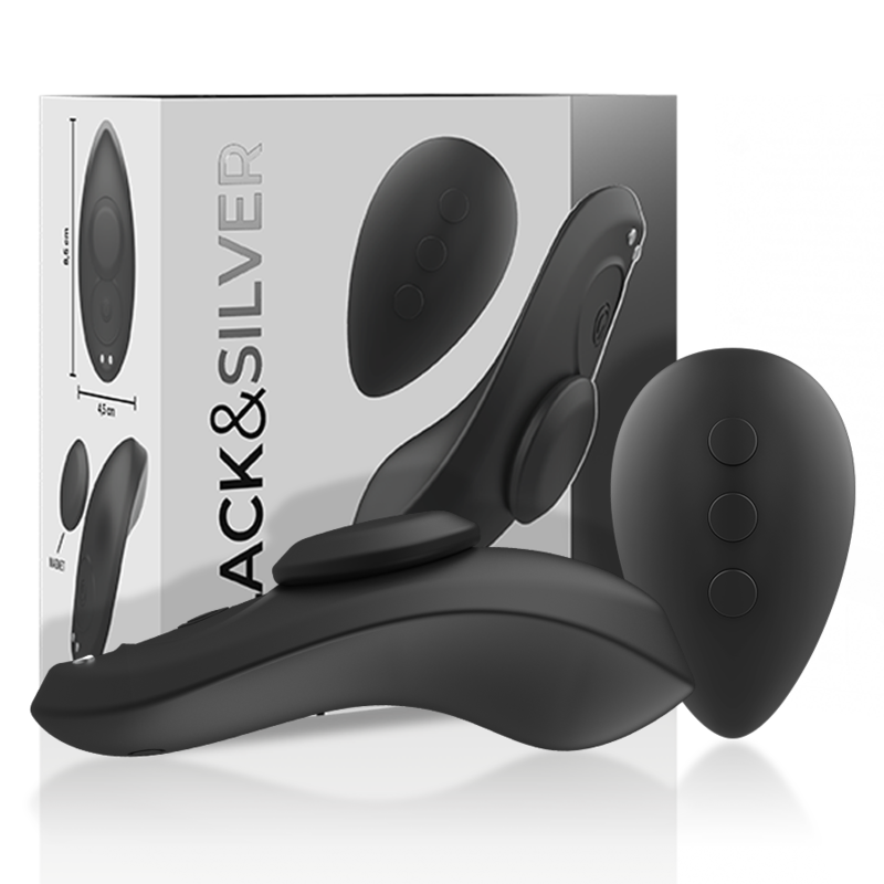 Culotte vibrante rechargeable en silicone noir — BLACK&SILVER