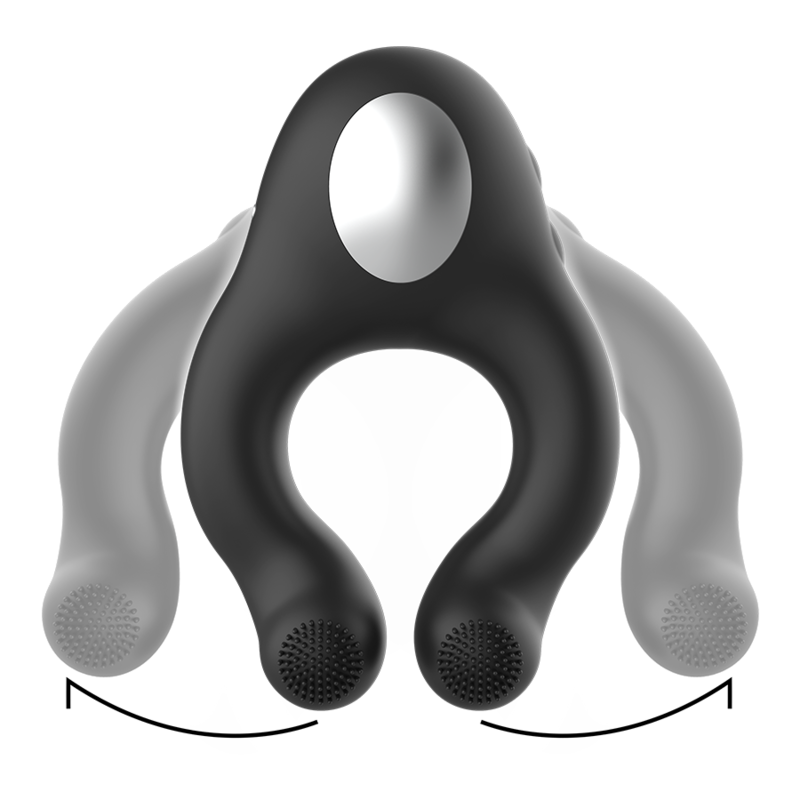 Anneau vibrant triple moteur rechargeable en silicone — BLACK&SILVER