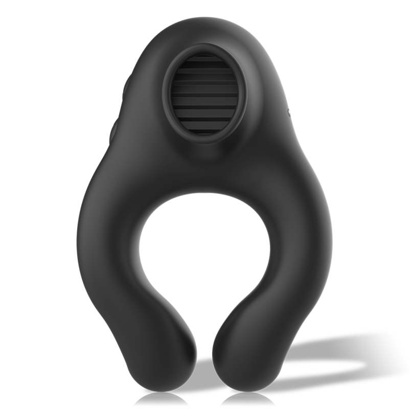 Anneau vibrant triple moteur rechargeable en silicone — BLACK&SILVER