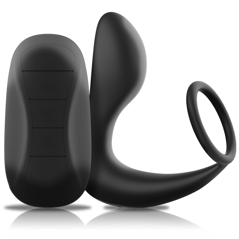 Masseur anal télécommandé rechargeable en silicone noir — BLACK&SILVER