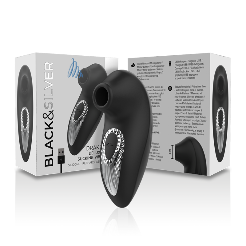 Stimulateur clitoridien par aspiration rechargeable — BLACK&SILVER