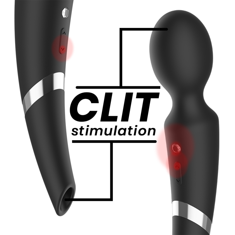 Masuseur baguette ventouse 2-en-1 silicone — BLACK&SILVER