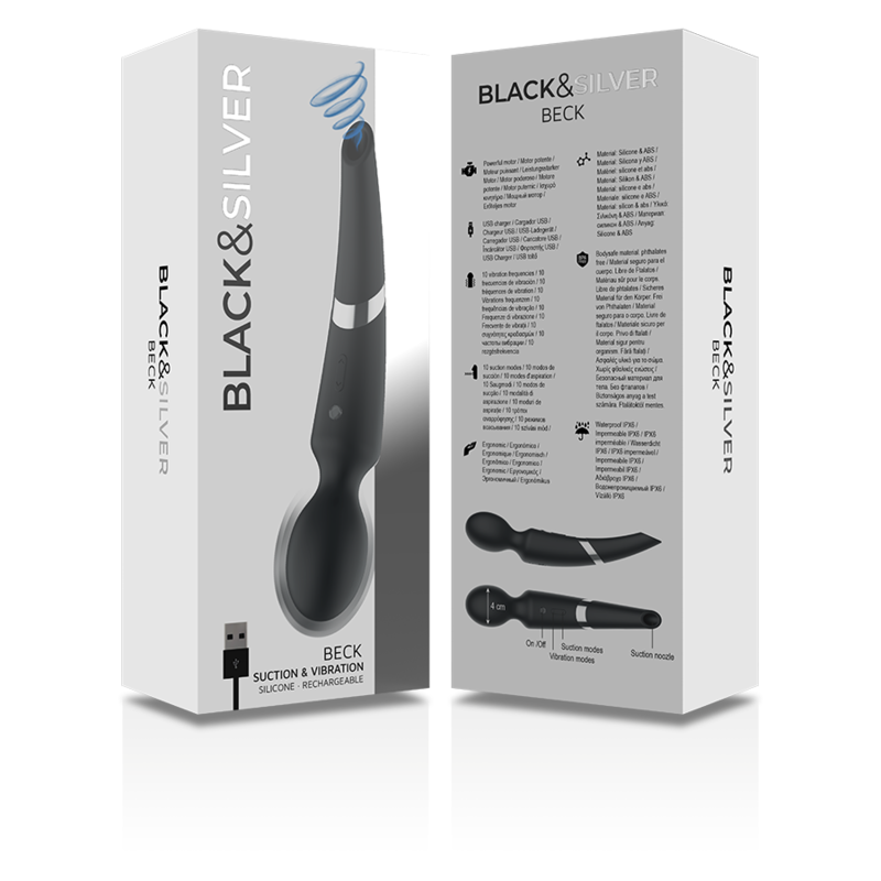 Masuseur baguette ventouse 2-en-1 silicone — BLACK&SILVER