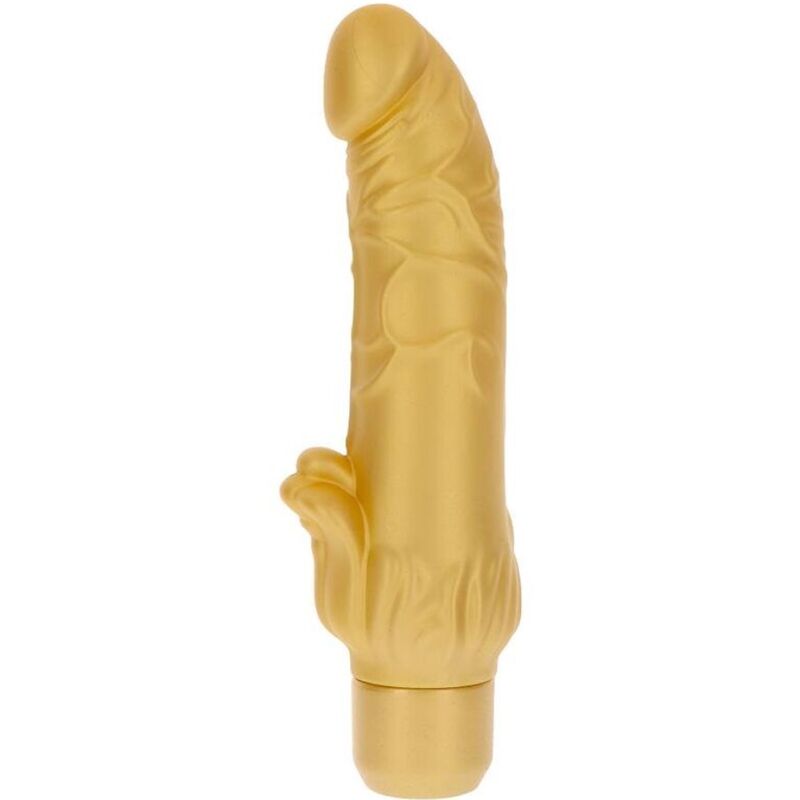 Vibromasseur doré avec stimulateur clitoridien — GET REAL