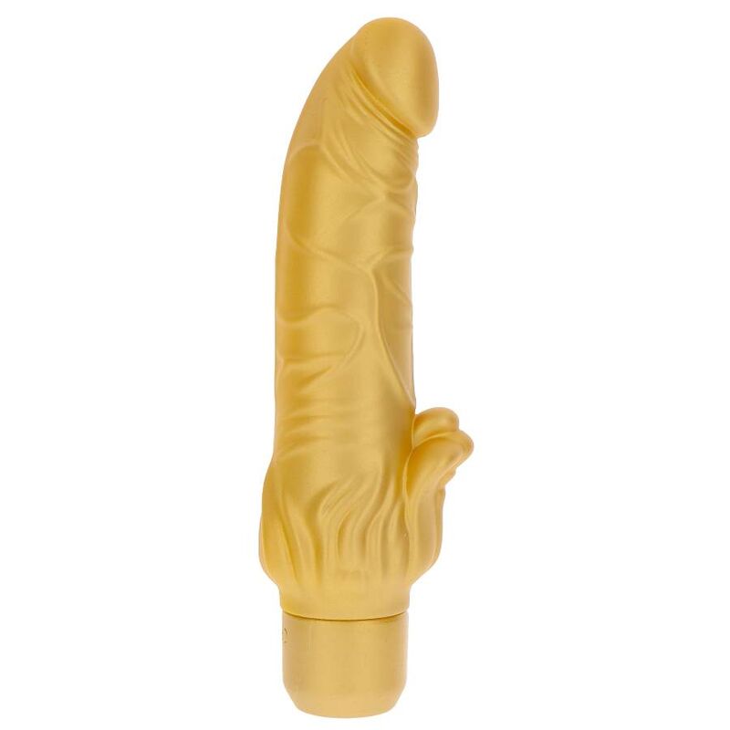 Vibromasseur doré avec stimulateur clitoridien — GET REAL