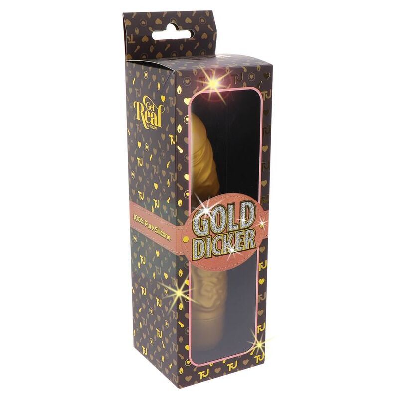 Vibromasseur doré avec stimulateur clitoridien — GET REAL