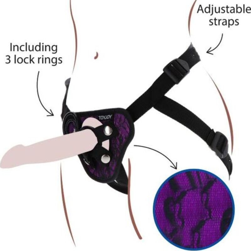 Harnais en dentelle strap-on violet — GET REAL