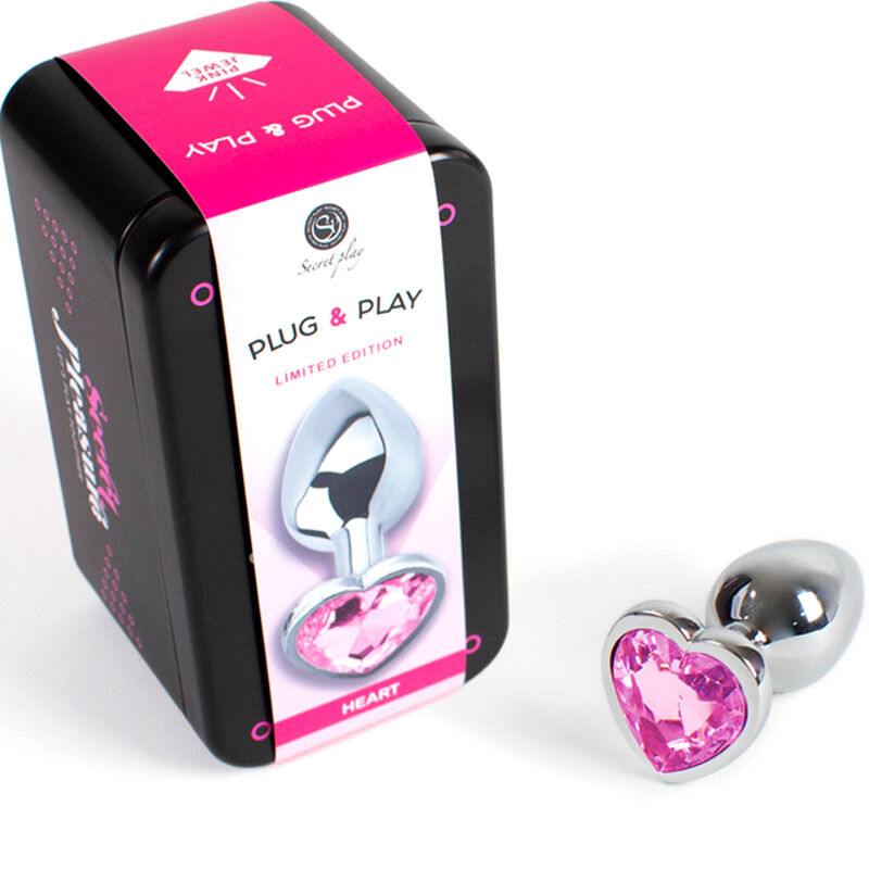 Plug anal en métal cœur fuchsia, petite taille 7 cm — SECRETPLAY TOYS